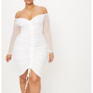 White Ruched Dress
